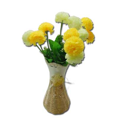 "Artificial Flower bunch in a Cane Vase  code - 01 - Click here to View more details about this Product